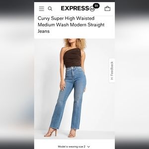 Express Brand Size 4 Modern Straight Leg Curvy Fit Jeans Super High Rise